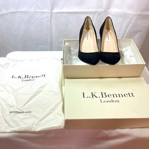 L. K. Bennett London Tess Black Suede Courts Size 37 / 6.5